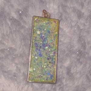 Glitter Resin Rectangle Pendant (without chain)